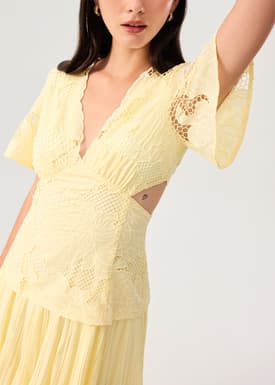 BraFree by LB Lace V-Neck Bell Sleeve Fit & Flare Maxi Dress