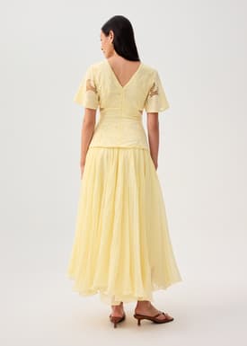 BraFree by LB Lace V-Neck Bell Sleeve Fit & Flare Maxi Dress