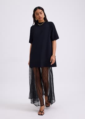 Knit Round Neck Shift Mini Dress