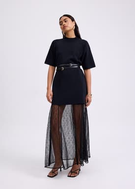 Knit Round Neck Shift Mini Dress