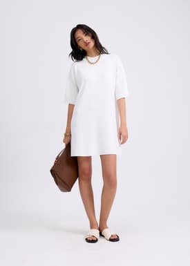 Knit Round Neck Shift Mini Dress