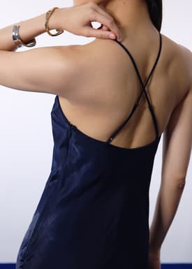 BraFree by LB Satin Halter Bias Cut Maxi Dress