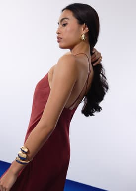 BraFree by LB Satin Halter Bias Cut Maxi Dress