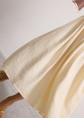 V-Neck Puff Sleeve Fit & Flare Midaxi Dress