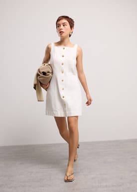 Denim Panelled A-Line Mini Dress