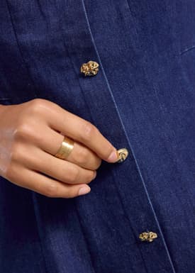 Denim Panelled A-Line Mini Dress