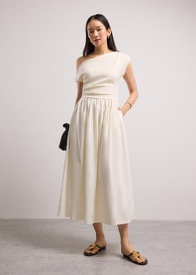 Asymmetric Fit & Flare Midaxi Dress