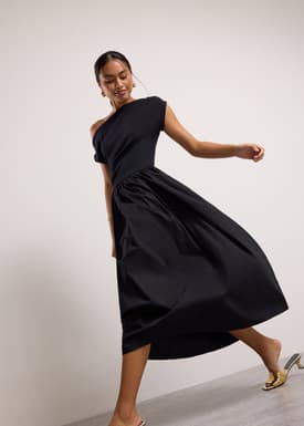 Asymmetric Fit & Flare Midaxi Dress