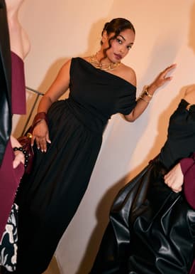 Asymmetric Fit & Flare Midaxi Dress