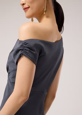 Satin Asymmetric Bias Cut Maxi Dress