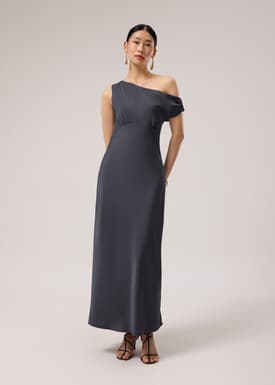 Satin Asymmetric Bias Cut Maxi Dress