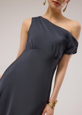 Satin Asymmetric Bias Cut Maxi Dress