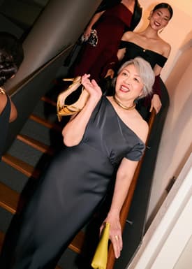 Satin Asymmetric Bias Cut Maxi Dress