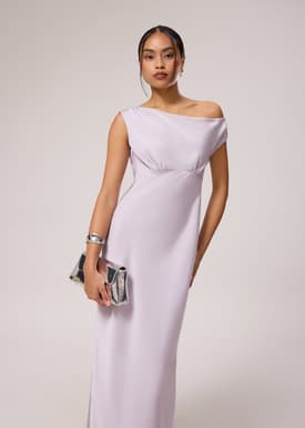 Satin Asymmetric Bias Cut Maxi Dress