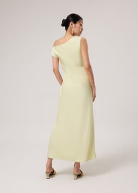 Satin Asymmetric Bias Cut Maxi Dress