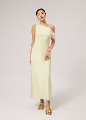 Satin Asymmetric Bias Cut Maxi Dress