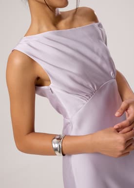 Satin Asymmetric Bias Cut Maxi Dress