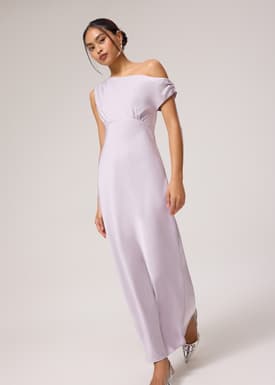 Satin Asymmetric Bias Cut Maxi Dress