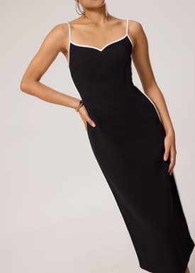 Padded Contrast Piping Sweetheart Column Midaxi Dress