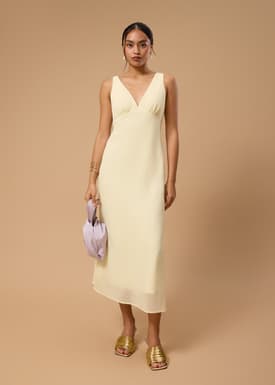 Padded Georgette V-Neck Bias Cut Midaxi Dress