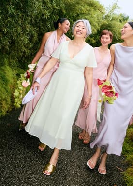 BraFree by LB Georgette Flutter Sleeve Bias Cut Midi Dress