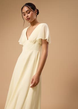 BraFree by LB Georgette Flutter Sleeve Bias Cut Midi Dress