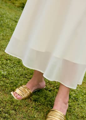 BraFree by LB Georgette Flutter Sleeve Bias Cut Midi Dress