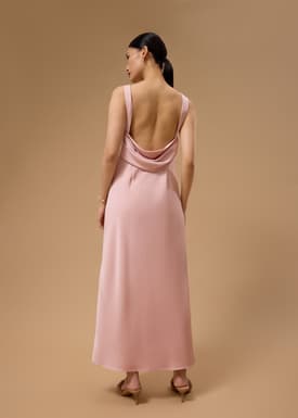 BraFree by LB Satin Cowl Neck Bias Cut Maxi Dress