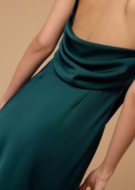 BraFree by LB Satin Cowl Neck Bias Cut Maxi Dress