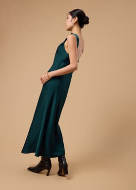 BraFree by LB Satin Cowl Neck Bias Cut Maxi Dress