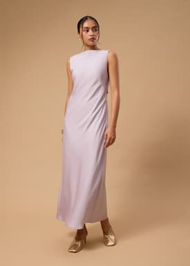 BraFree by LB Satin Cowl Neck Bias Cut Maxi Dress