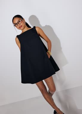 Boat Neck Swing Mini Dress