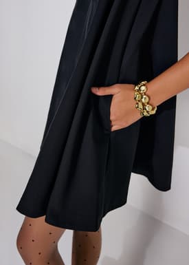 Boat Neck Swing Mini Dress