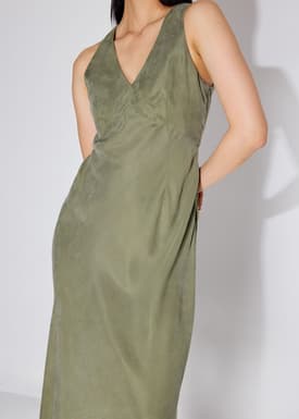 Cupro V-Neck Bias Cut Midaxi Dress