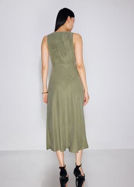 Cupro V-Neck Bias Cut Midaxi Dress