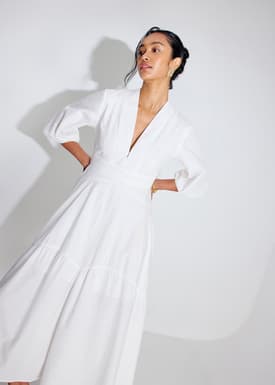 Cotton Panelled Fit & Flare Midaxi Dress