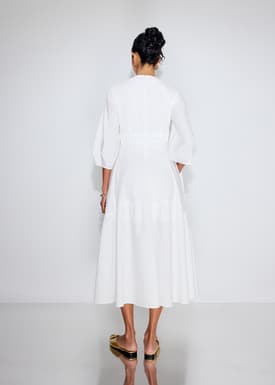 Cotton Panelled Fit & Flare Midaxi Dress