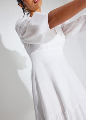 Cotton Panelled Fit & Flare Midaxi Dress