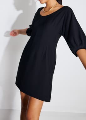 Scoop Neck Puff Sleeve A-Line Mini Dress