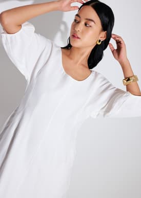 Scoop Neck Puff Sleeve A-Line Mini Dress