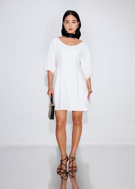 Scoop Neck Puff Sleeve A-Line Mini Dress