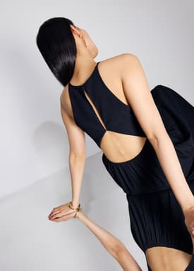 BraFree by LB Textured Cut Out Elastic Fit & Flare Midaxi Dress