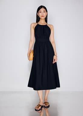 BraFree by LB Textured Cut Out Elastic Fit & Flare Midaxi Dress