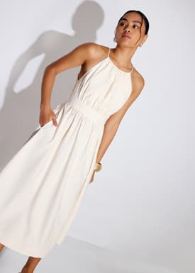 BraFree by LB Textured Cut Out Elastic Fit & Flare Midaxi Dress