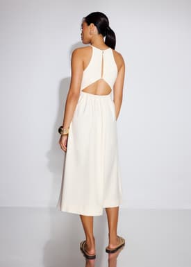 BraFree by LB Textured Cut Out Elastic Fit & Flare Midaxi Dress