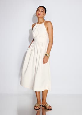 BraFree by LB Textured Cut Out Elastic Fit & Flare Midaxi Dress