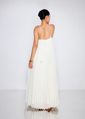 Pleated Halter Trapeze Maxi Dress