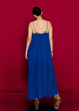 Pleated Halter Trapeze Maxi Dress