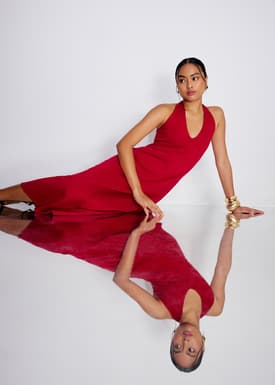 Halter Neck A-Line Midaxi Dress