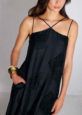 Embroidered Camisole Trapeze Maxi Dress